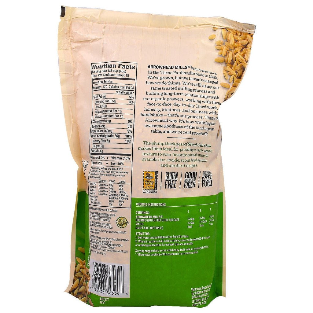 Arrowhead Mills,  Steel Cut Oats, Gluten Free, 1.5 lbs (680 g)