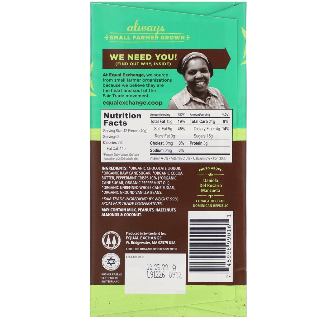 Equal Exchange,  Dark Chocolate, Mint Crunch, 2.8 oz (80 g)