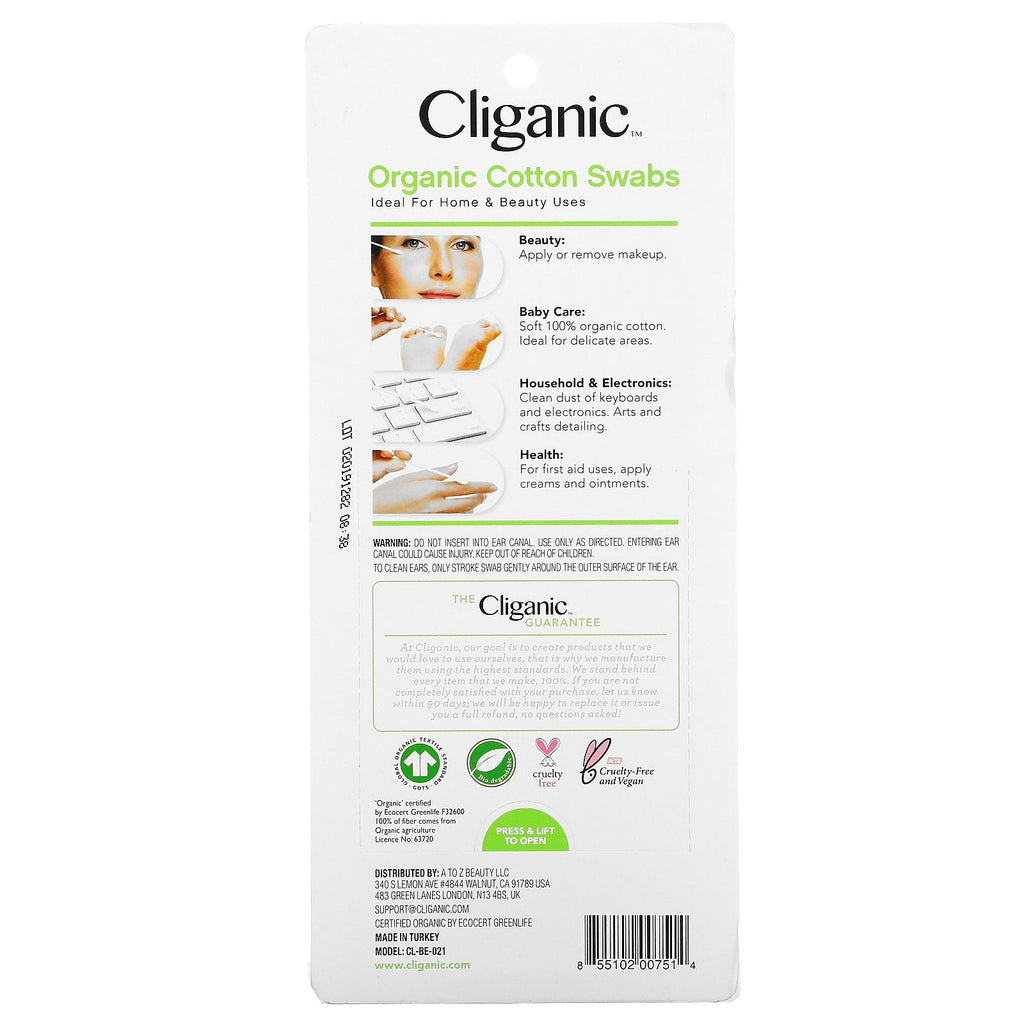 Cliganic,  Cotton Swabs,  500 Paper Sticks