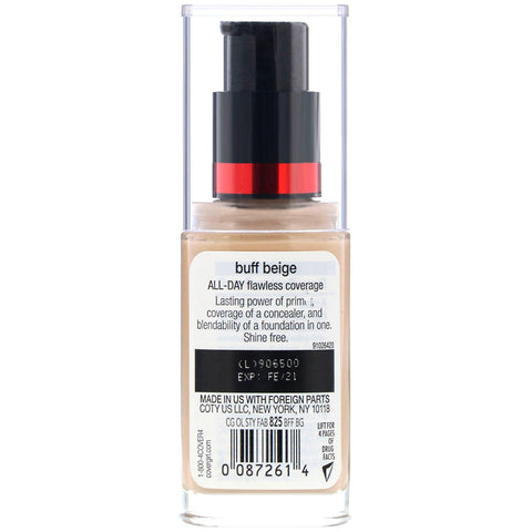 Covergirl, Outlast All-Day Stay Fabulous, 3-i-1 foundation, 825 Buff Beige, 1 fl oz (30 ml)