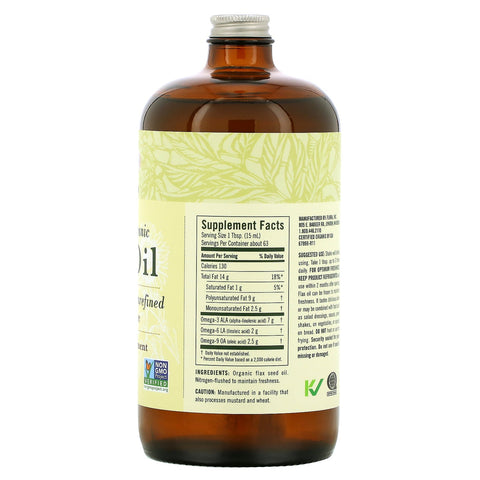 Flora, Aceite de lino certificado, 32 fl oz (946 ml)