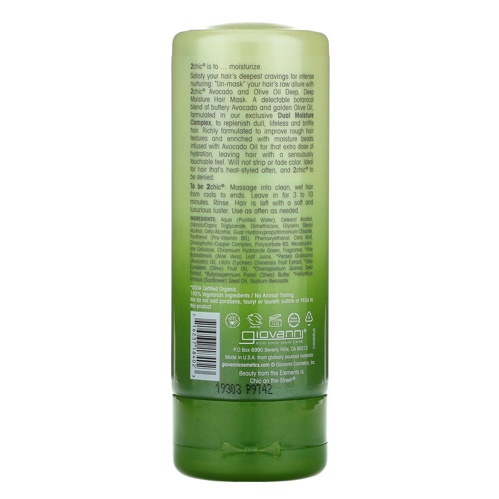 Giovanni, 2chic, Ultra-Moist, Mascarilla capilar de hidratación profunda, aguacate y aceite de oliva, 5 fl oz (147 ml)