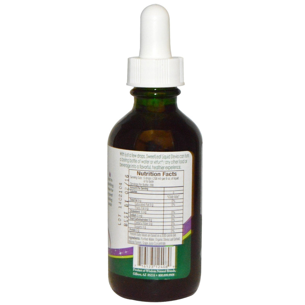 Wisdom Natural, SweetLeaf, Liquid Stevia Sweet Drops, Grape, 2 fl oz (60 ml)