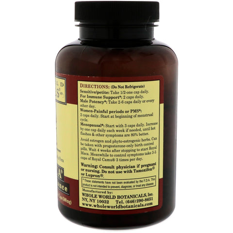 Whole World Botanicals, Maca real, 500 mg, 180 cápsulas de gel