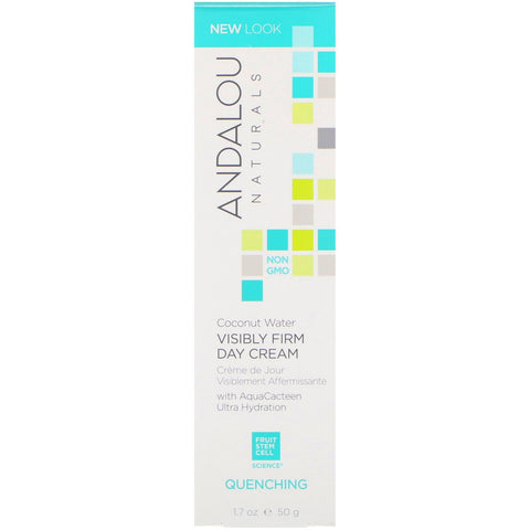 Andalou Naturals, Crema de día visiblemente firme con agua de coco, calmante, 50 g (1,7 oz. líq.)