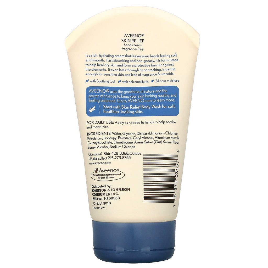 Aveeno, Skin Relief Håndcreme, Duftfri, 3,5 oz (100 g)