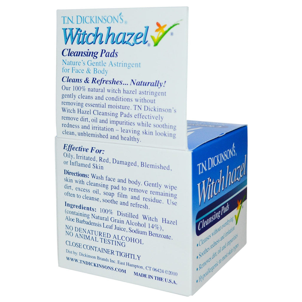 Dickinson Brands, TN Almohadillas limpiadoras Dickinson's Witch Hazel, 60 almohadillas, 2,13 pulgadas (5,41 cm) de diámetro