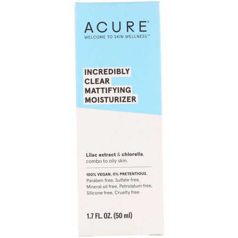 Acure, increíblemente claro, humectante matificante, 1,7 fl oz (50 ml)