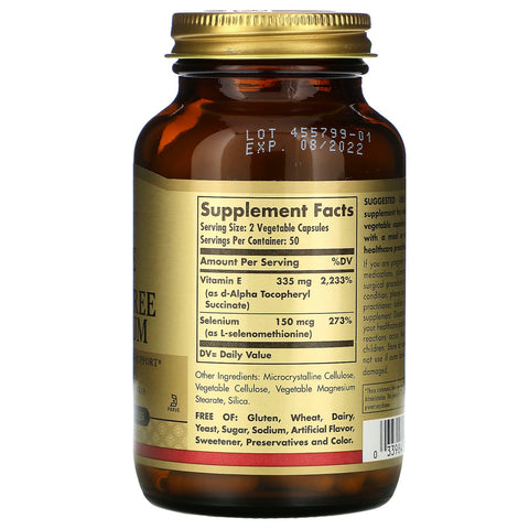 Solgar, Vitamin Dry E with Yeast Free Selenium, 100 Vegetable Capsules