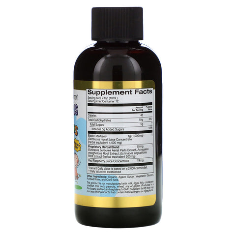 California Gold Nutrition, Sambucus para niños, jarabe europeo de saúco negro con equinácea, 4 fl oz (120 ml)