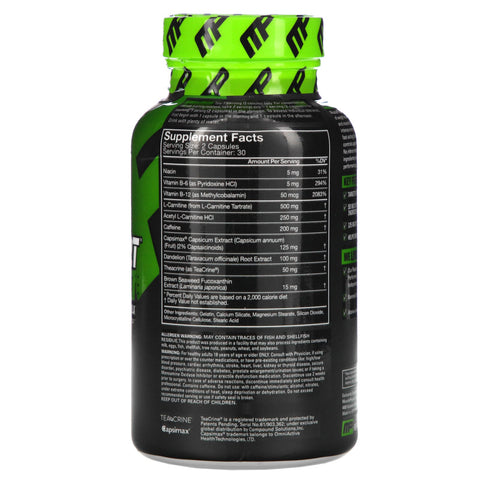 MusclePharm, Shred Sport, complejo termogénico, 60 cápsulas