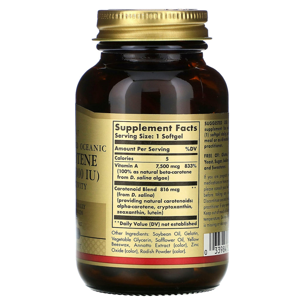 Solgar, Naturally Sourced Oceanic Beta-Carotene, 7,500 mcg (25,000 IU), 90 Softgels