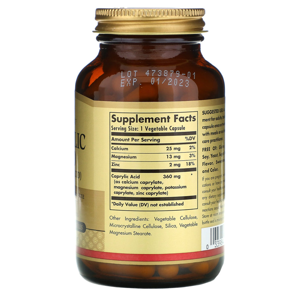 Solgar, Caprylic Acid, 100 Vegetable Capsules