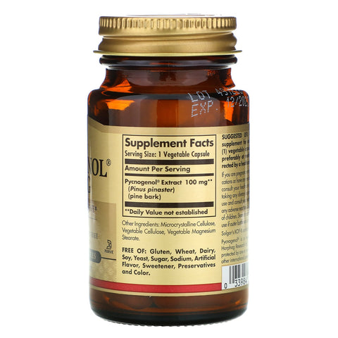 Solgar, Pycnogenol, 100 mg, 30 Cápsulas vegetales