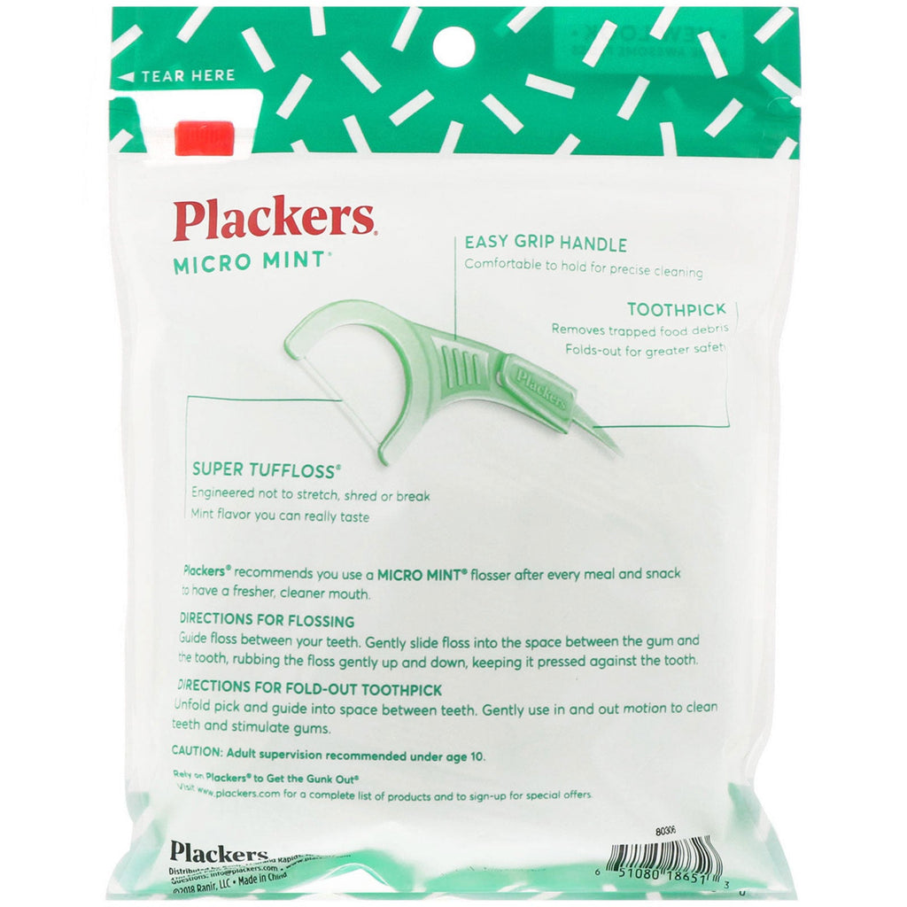 Plackers, Micro Mint, Dental Flossers, Value Size, Mint, 150 Count