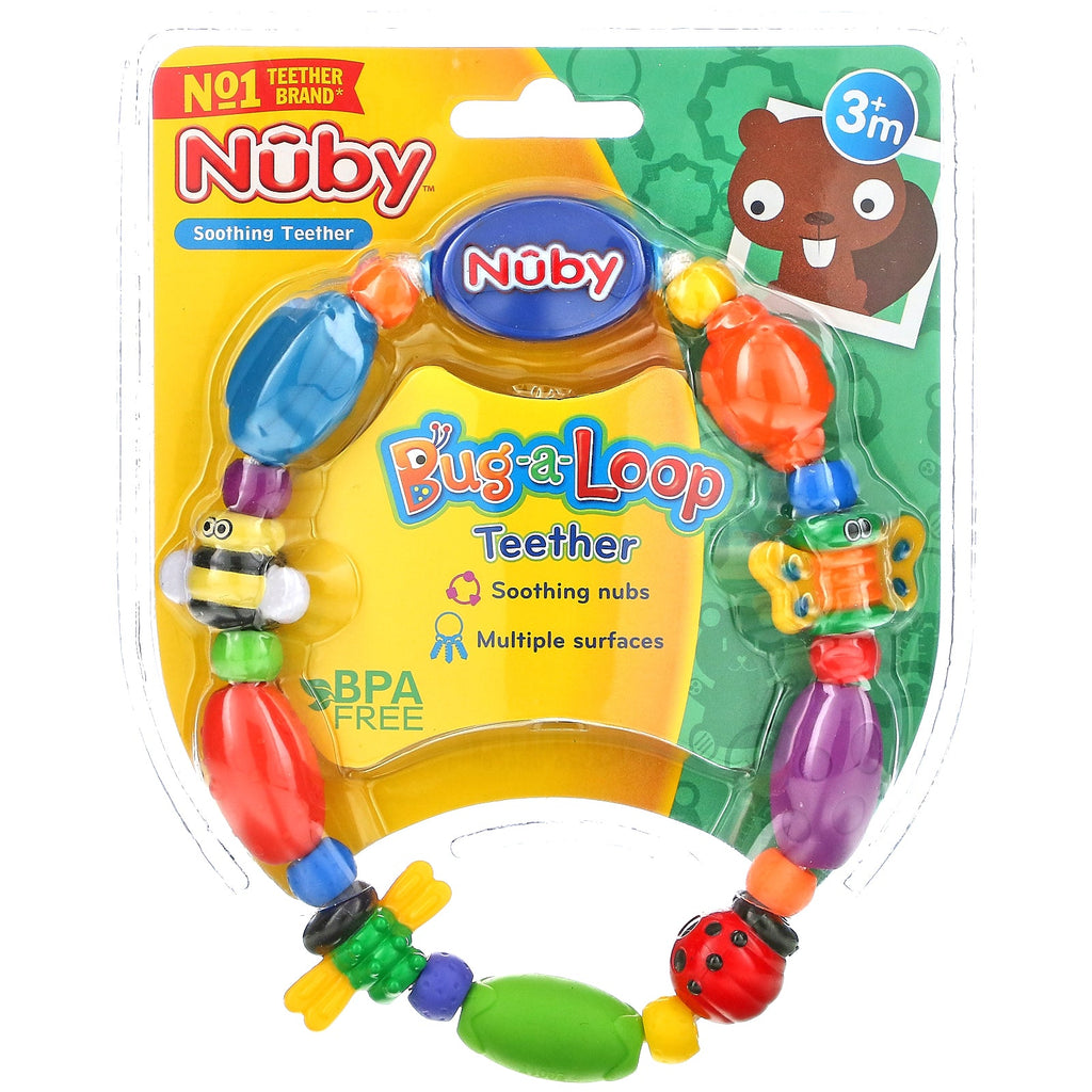 Nuby, Bug-a-Loop-bitring, 3 + måneder, 1 bidering