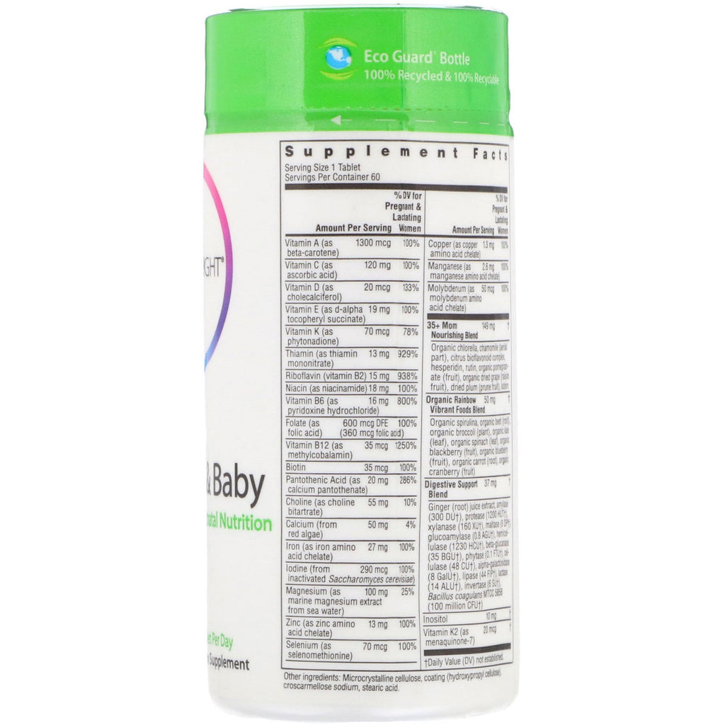 Rainbow Light, Pre &amp; Postnatal Multivitamin, 35+ Mom &amp; Baby, 60 tabletter