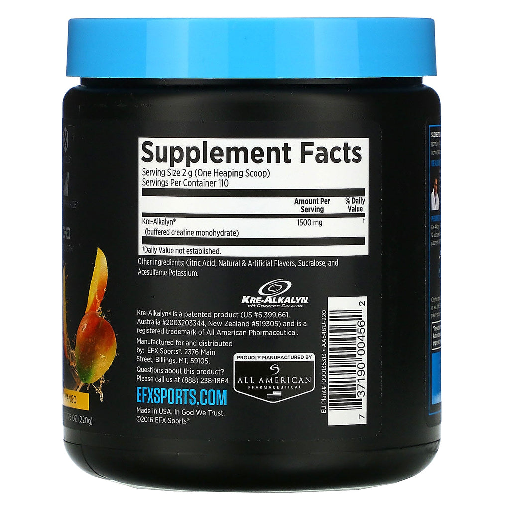 EFX Sports, Kre-Alkalyn EFX Powder, Mango, 7.76 oz (220 g)