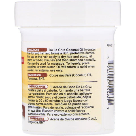 De La Cruz, Aceite de coco, Humectante, 2,2 oz (62,5 g)