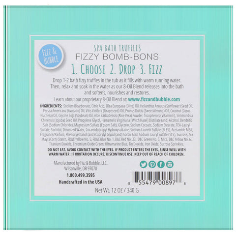 Fizz & Bubble, Spa Bath Truffles, Fizzy Bomb-Bons, 12 oz (340 g)