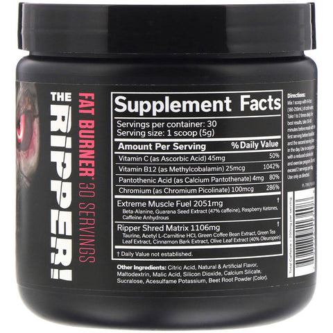 JNX Sports, The Ripper, Quemagrasas, Limonada de frambuesa, 5,3 oz (150 g)