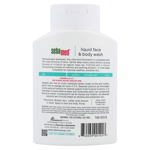 Sebamed USA, Jabón líquido para rostro y cuerpo, 200 ml (6,8 oz. líq.)