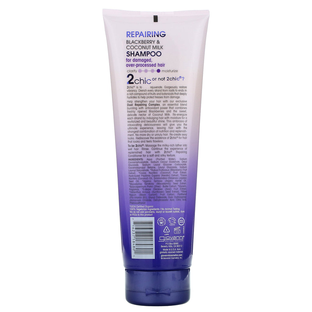 Giovanni, 2chic, Repairing Shampoo, for Damaged Over Processed Hair, Blackberry & Coconut Milk, 8.5 fl oz (250 ml)