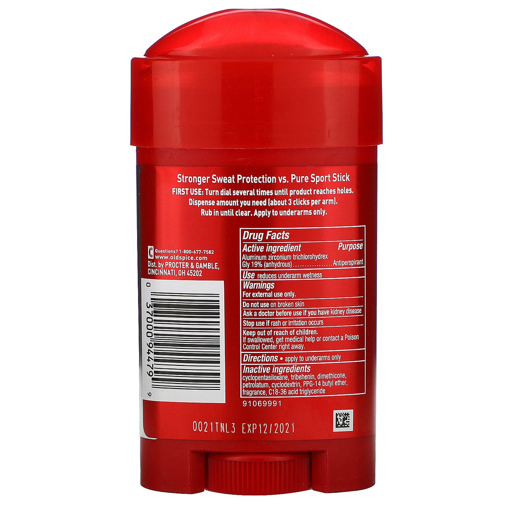 Old Spice, Pure Sport Plus, ekstra stærk anti-perspirant/deodorant, blødt fast stof, 2,6 oz (73 g)