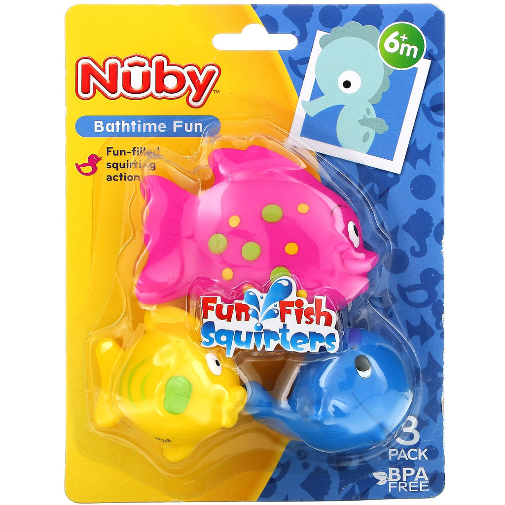 Nuby, Fun Fish Squirters, 6+ måneder, 3 stk