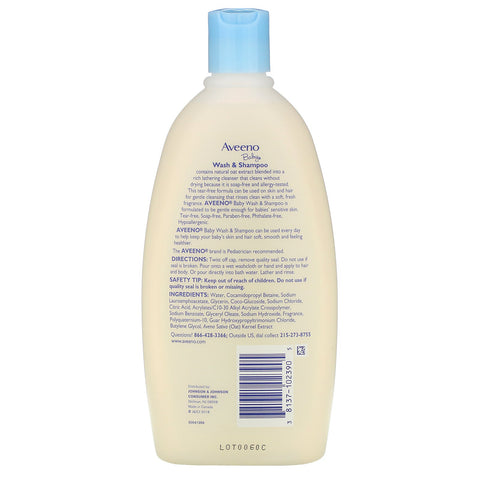 Aveeno, Baby, Wash & Shampoo, Lightly Scented, 18 fl oz (532 ml)