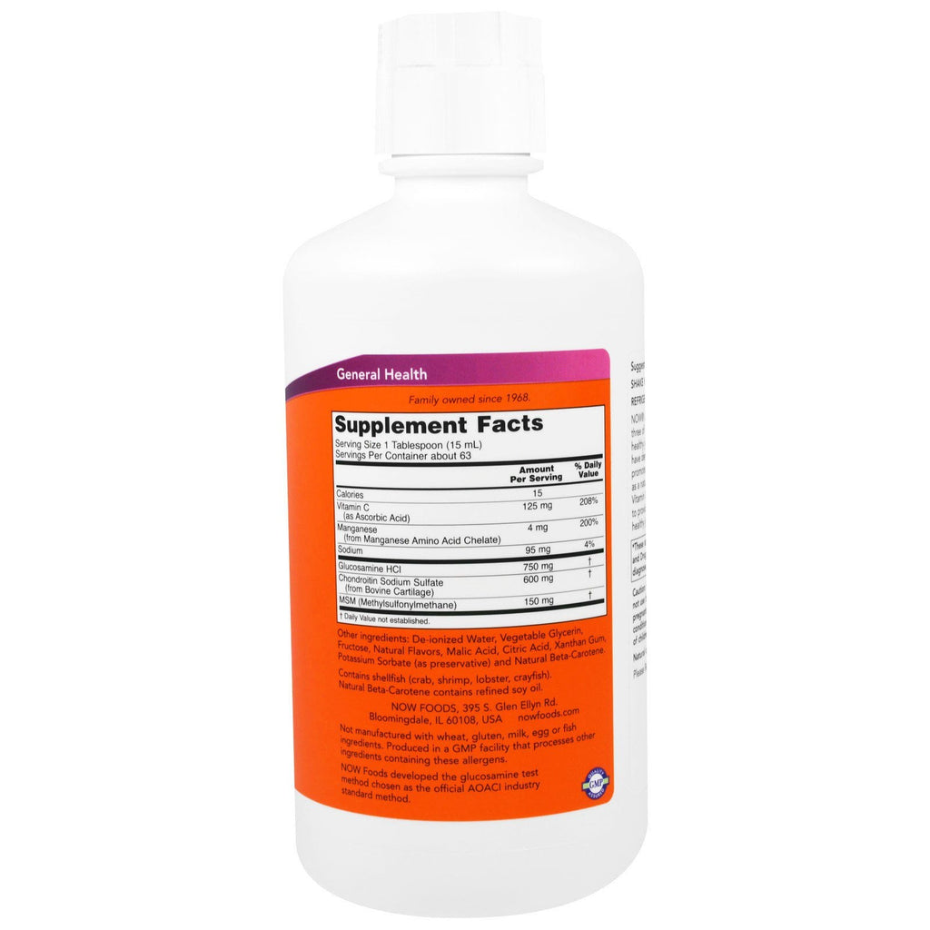 Nu fødevarer, flydende glucosamin og kondroitin med MSM, citrus, 32 fl oz (946 ml)