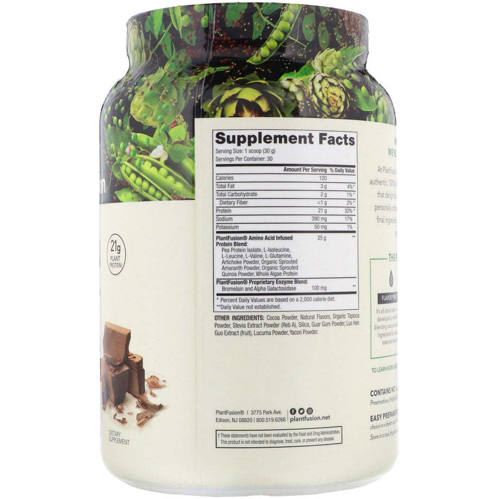 PlantFusion, komplet protein, rig chokolade, 2 lb (900 g)