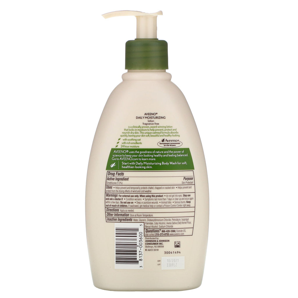 Aveeno, Active Naturals, Daily Moisturizing Lotion, Duftfri, 12 fl oz (354 ml)