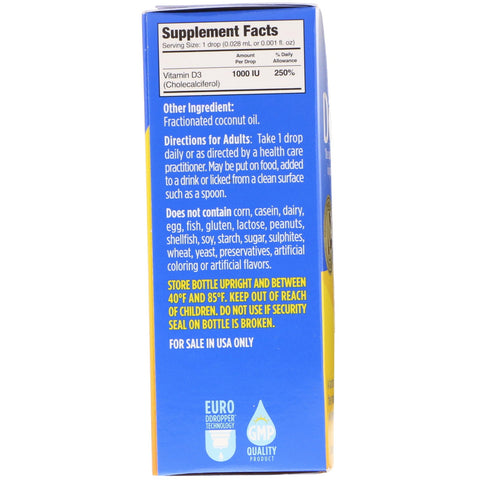 Ddrops, Liquid Vitamin D3, 1000 IU, 0.17 fl oz (5 ml)