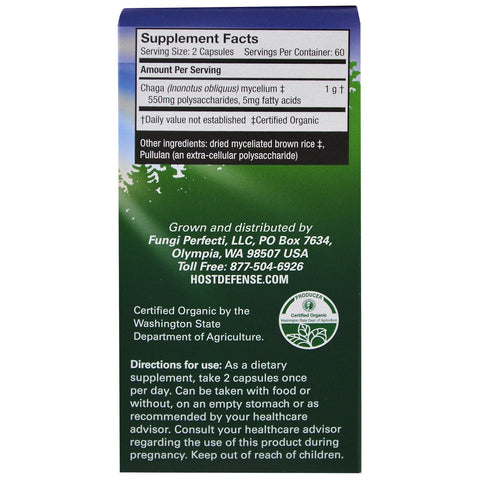 Fungi Perfecti, Chaga, 120 Vegetarian Capsules