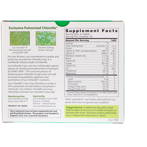 Sun Chlorella, A, 500 mg, 120 tabletter