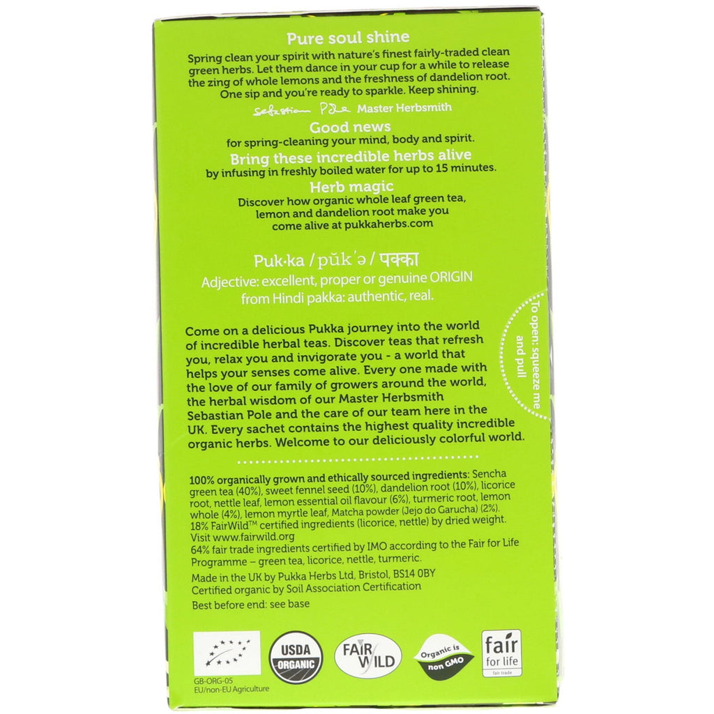 Pukka Herbs, Clean Matcha Green, 20 Green Tea Sachets, 0.05 oz (1.5 g) Each