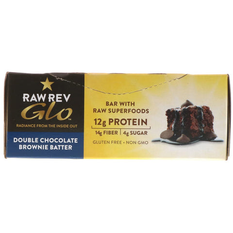 Raw Rev, Glo, Double Chocolate Brownie-dej, 12 barer, 1,6 oz (46 g) hver