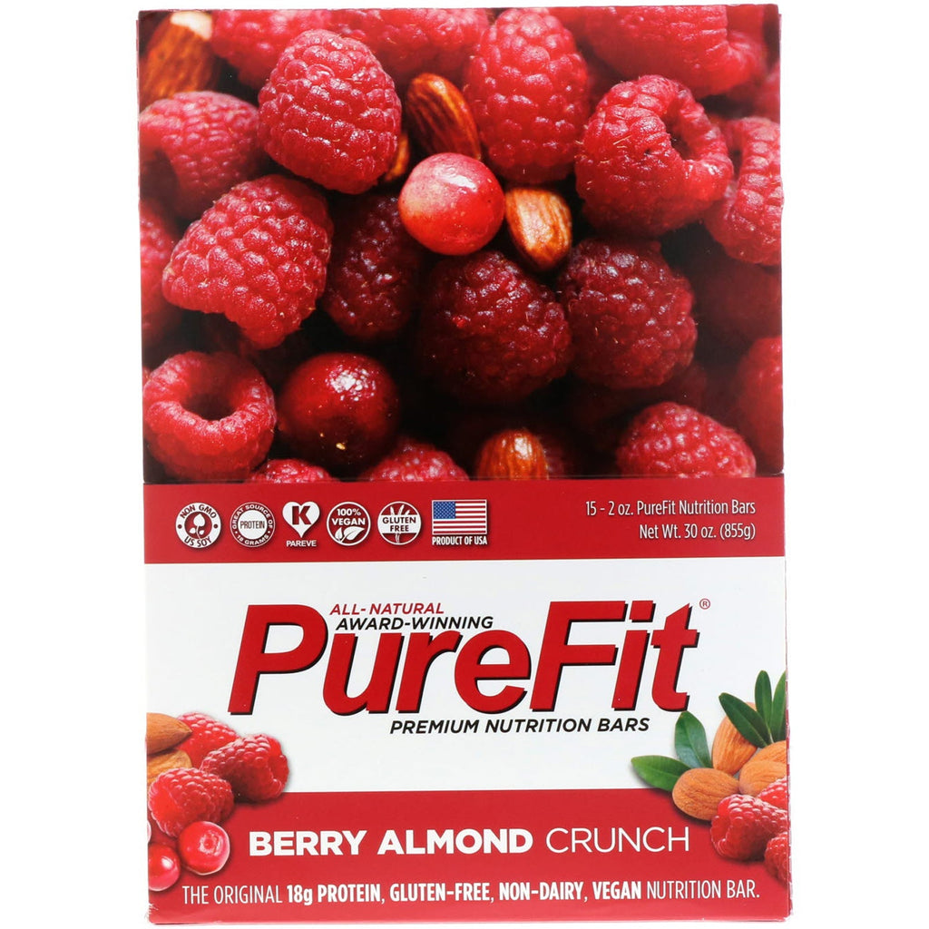 PureFit Barer, Premium Nutrition Bars, Berry Mandel Crunch, 15 barer, 2 oz (57 g) hver