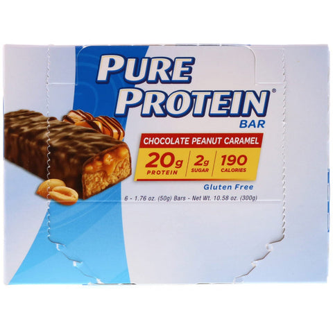 Rent protein, chokolade peanut karamel barer, 6 barer, 1,76 oz (50 g) hver