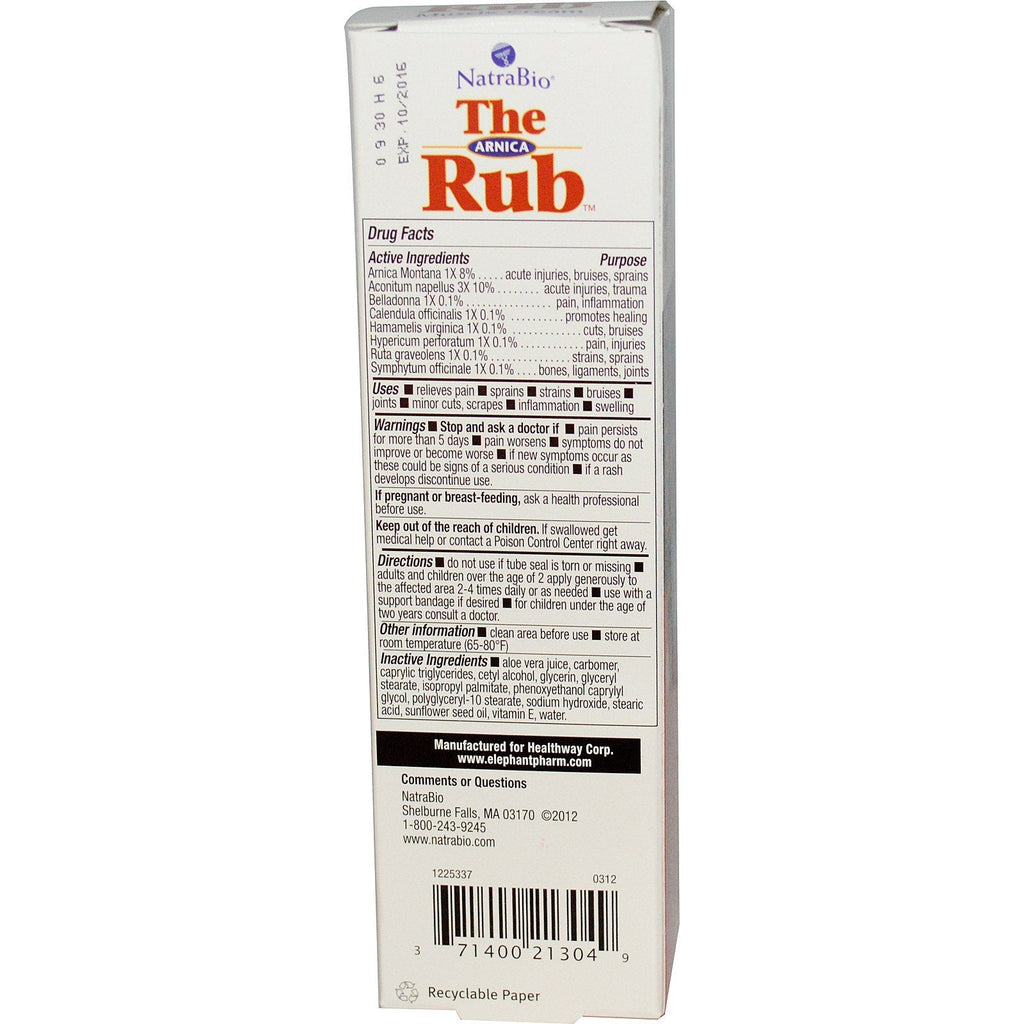 NatraBio, The Arnica Rub, 4 oz (114 g)