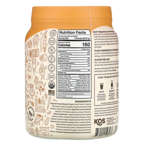 KOS, planteprotein, chokolade jordnøddesmør, 1,28 lb (583 g)