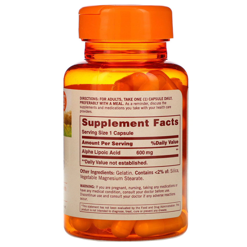 Sundown Naturals, Alpha Lipoic Acid, 600 mg, 60 kapsler