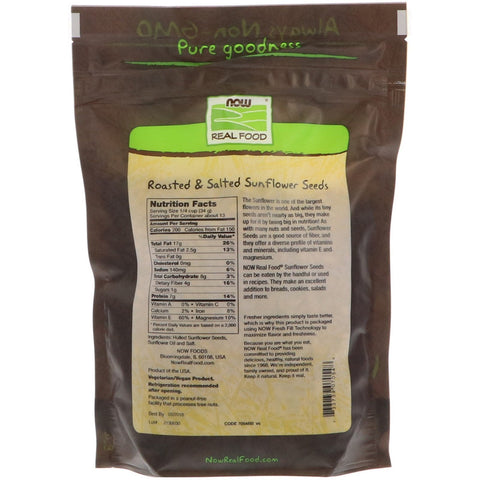 Now Foods, Real Food, Semillas de girasol tostadas, saladas, 16 oz (454 g)