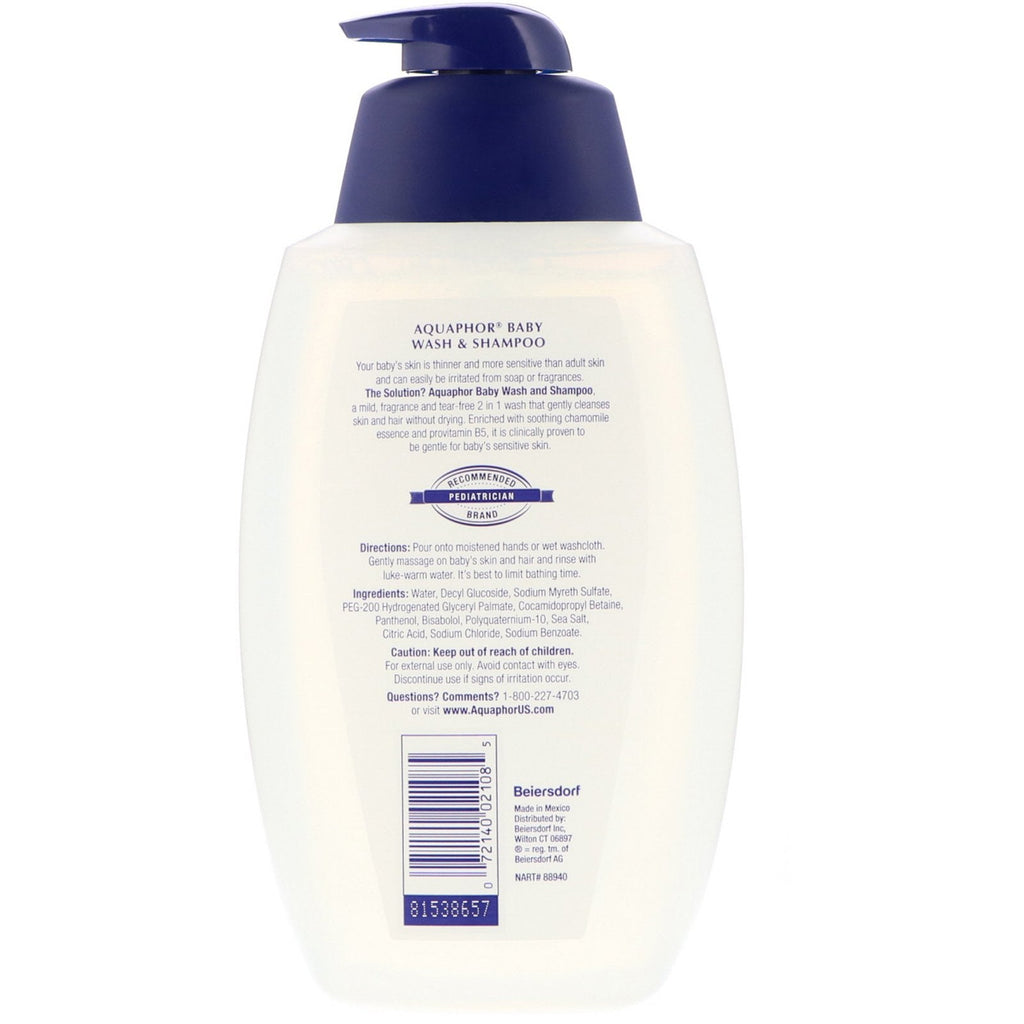 Aquaphor, Baby, Wash & Shampoo, Fragrance Free, 25.4 fl oz (750 ml)