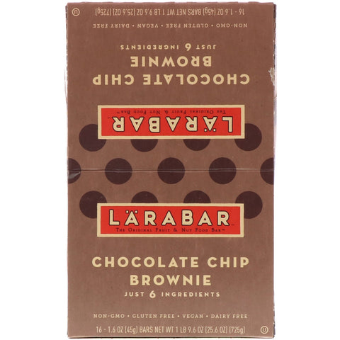 Larabar, The Original Fruit & Nut Food Bar, Chocolate Chip Brownie, 16 barer, 1,6 oz (45 g) hver