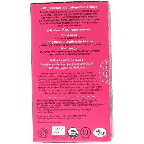 Pukka Herbs, Peppermint & Licorice Herbal Tea, Caffeine Free, 20 Tea Sachets, 1.05 oz (30 g)