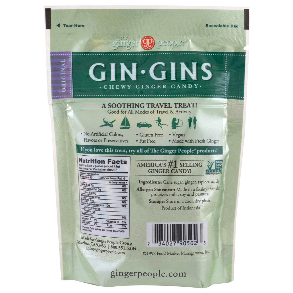 The Ginger People, Gin·Gins, Chewy Ginger Candy, Original, 3 oz (84 g)