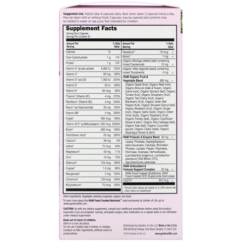 Garden of Life, Código de vitaminas, Mujeres de 50 y más sabias, Multivitamina de alimentos integrales CRUDOS, 120 cápsulas vegetarianas