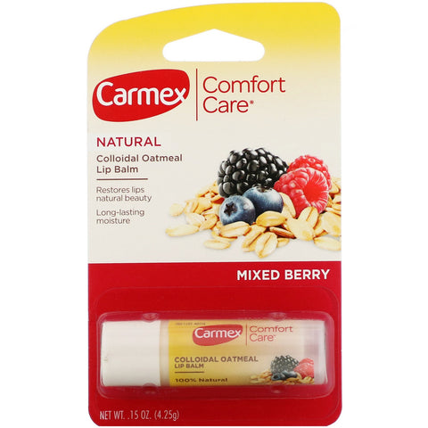 Carmex, Comfort Care, kolloid havregryn læbepomade, blandet bær, 0,15 oz (4,25 g)